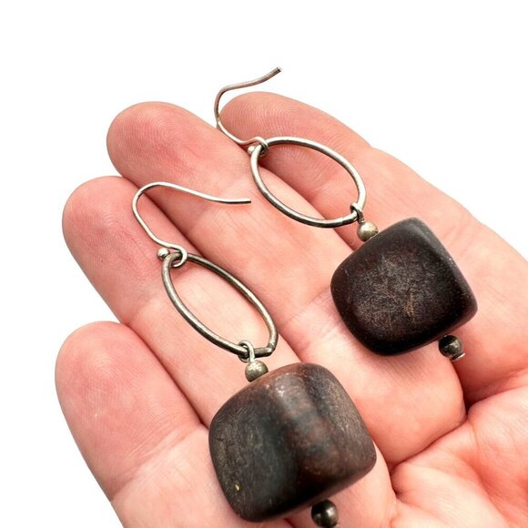 Silpada Womans Earrings Sterling Silver Chandelier Pierced Ebony Wood W1364 - Picture 3 of 3